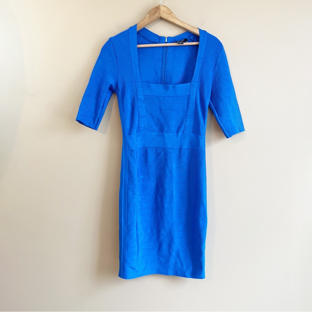 MARCIANO royal blue bandage dress size medium bodycon with sleeves - Picture 2 of 14